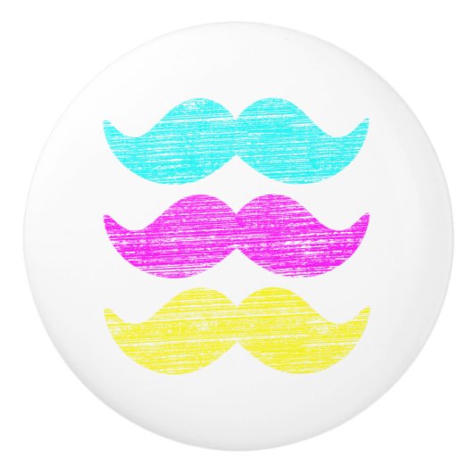 CMY Mustaches (Letterpress style) Keramikknauf (Vorderseite)