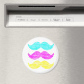 CMY Mustaches (Letterpress style) Magnet (In Situ (Geschirrspüler))