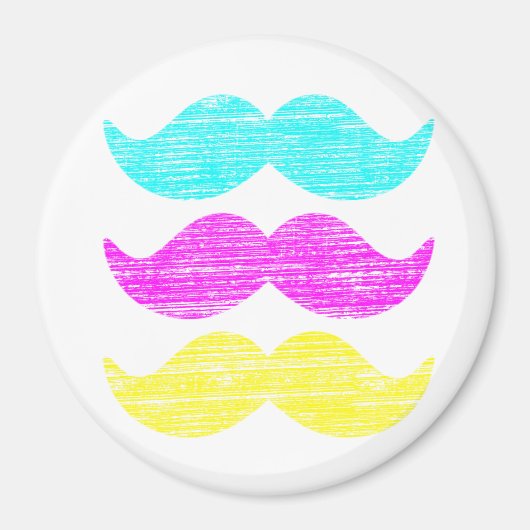 CMY Mustaches (Letterpress style) Magnet (Vorne)