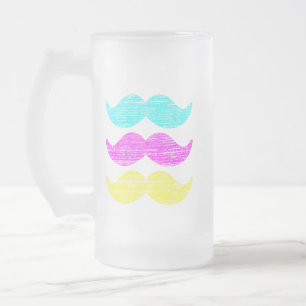 CMY Mustaches (Letterpress style) Mattglas Bierglas