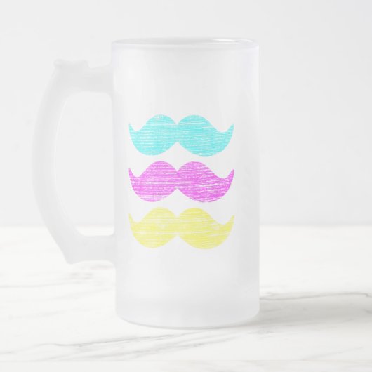 CMY Mustaches (Letterpress style) Mattglas Bierglas (Links)