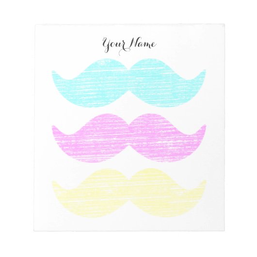 CMY Mustaches (Letterpress style) Notizblock (Vorderseite)