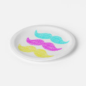 CMY Mustaches (Letterpress style) Pappteller (Schrägansicht)