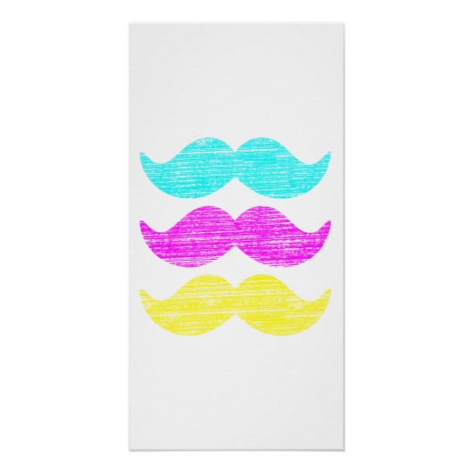 CMY Mustaches (Letterpress style) Poster (Vorderseite)