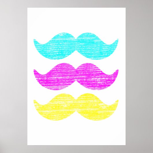 CMY Mustaches (Letterpress style) Poster (Vorne)