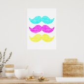 CMY Mustaches (Letterpress style) Poster (Küche)
