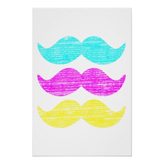 CMY Mustaches (Letterpress style) Poster (Vorderseite)