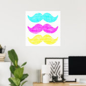 CMY Mustaches (Letterpress style) Poster (Heimbüro)