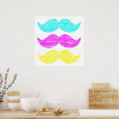 CMY Mustaches (Letterpress style) Poster (Küche)