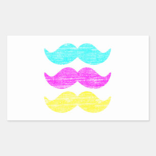 CMY Mustaches (Letterpress style) Rechteckiger Aufkleber