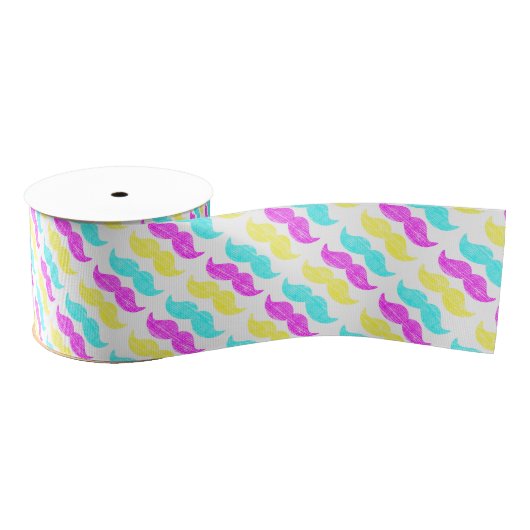 CMY Mustaches (Letterpress style) Ripsband (Spule)