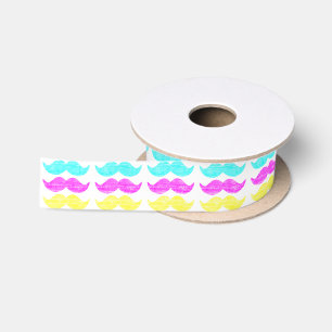 CMY Mustaches (Letterpress style) Satinband