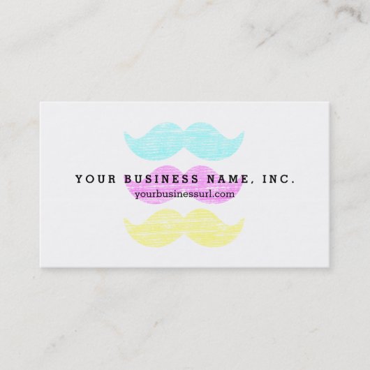 CMY Mustaches (Letterpress style) Visitenkarte (Vorderseite)