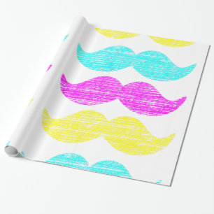 CMY Pop Art Schnurrbart-Muster Geschenkpapier