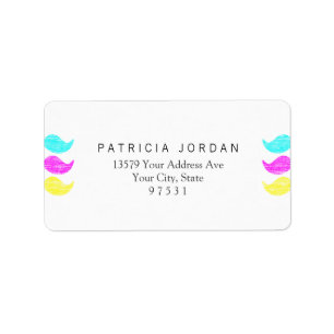 CMY Schnurrbärte (Letterpress-Stil) Adressaufkleber