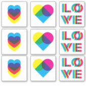 CMYK Assorted Liebe Heart Stickers Aufkleber (Vorderseite)