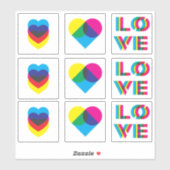 CMYK Assorted Liebe Heart Stickers Aufkleber (Blatt)