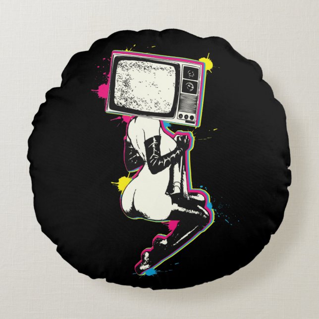 Cmyk Button-oben Rundes Kissen (Vorderseite)