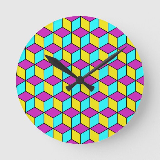 CMYK CUBE bekannte Kuben geometrische Muster Illus Runde Wanduhr (Vorderseite)
