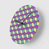 CMYK CUBE, berühmte Würfel Illusion 2 Runde Wanduhr (Winkel)