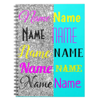 CMYK Cyber und Silberner Glitzer personalisiertes Notizblock