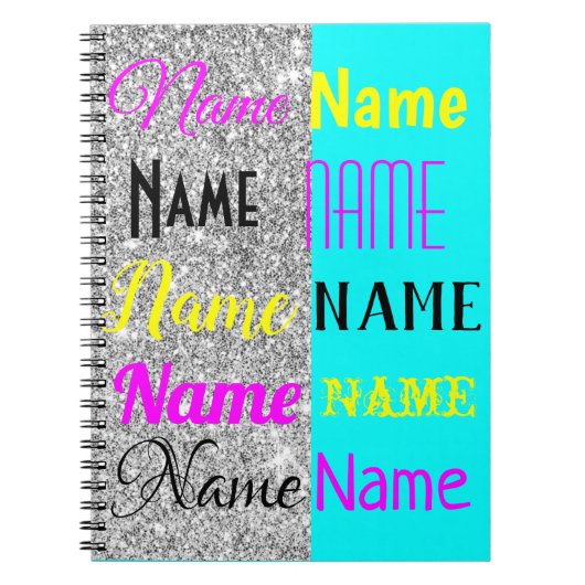 CMYK Cyber und Silberner Glitzer personalisiertes Notizblock (Vorderseite)