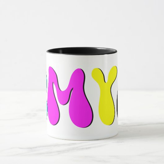 CMYK Funky Retro Monogram Tasse (Zentrum)