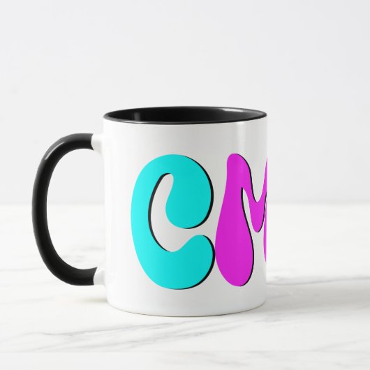 CMYK Funky Retro Monogram Tasse (Links)