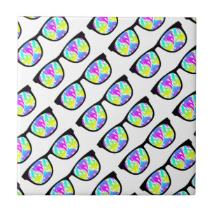 CMYK-Hipster-Flammen-Sonnenbrille-Trendy-Vector Fliese