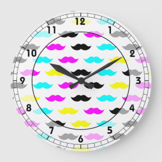 CMYK-Hipster-Schnurmuster Große Wanduhr