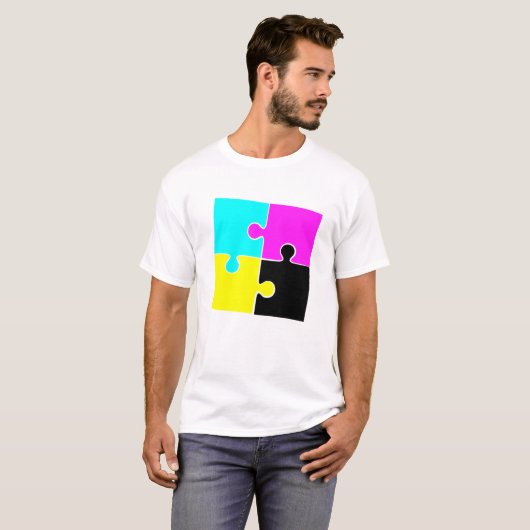 CMYK Jigsaw Pieces T-Shirt (Vorne ganz)