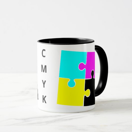 CMYK Jigsaw Pieces Tasse (VorderseiteRechts)