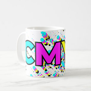 CMYK Paint Spritzer Monogram Kaffeetasse