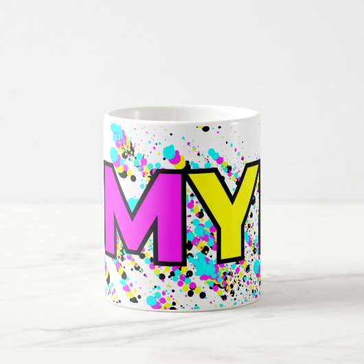 CMYK Paint Spritzer Monogram Kaffeetasse (Mittel)