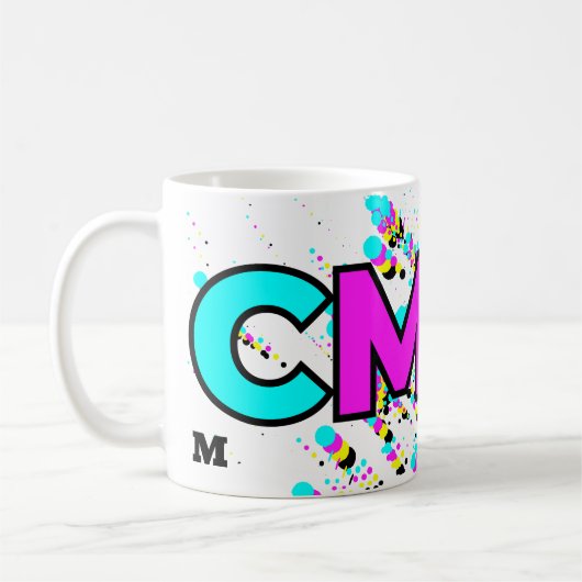 CMYK Paint Spritzer Monogram Kaffeetasse (Links)