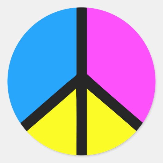 CMYK Peace Sign Runder Aufkleber (Vorderseite)