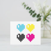 CMYK Pixel Herz-Postkarte Postkarte (Stehend Vorderseite)