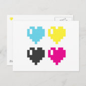 CMYK Pixel Herz-Postkarte Postkarte (Vorne/Hinten)