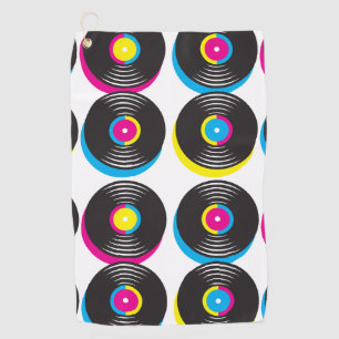 CMYK Pop Art Vinyl Platten 80er Stil helle Farben Golfhandtuch