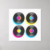 CMYK Pop Art Vinyl Platten 80er Stil helle Farben Leinwanddruck (Vorderseite)
