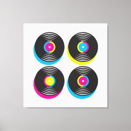 CMYK Pop Art Vinyl Platten 80er Stil helle Farben Leinwanddruck