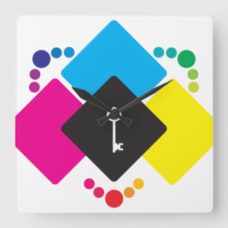 CMYK QUADRATISCHE WANDUHR