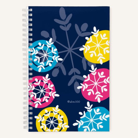 CMYK Snowflakes on Blue Notizblock (Vorderseite)
