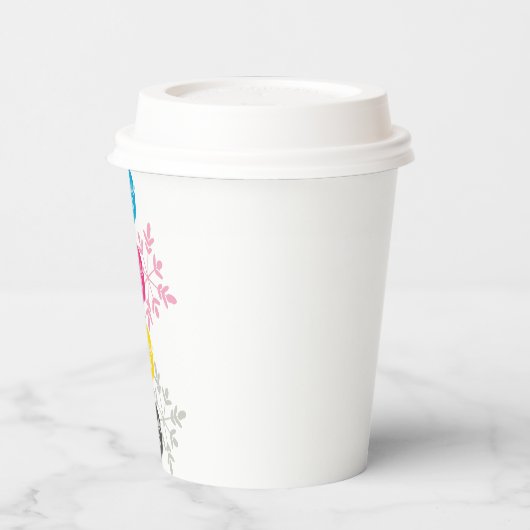 CMYK Snowflakes Pappbecher (Links)