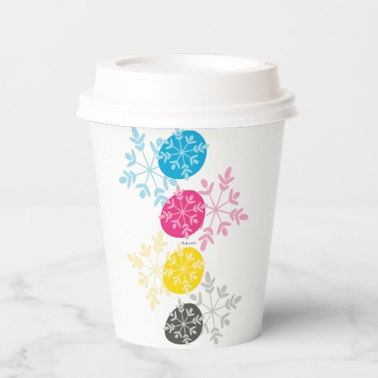 CMYK Snowflakes Pappbecher (Vorderseite)