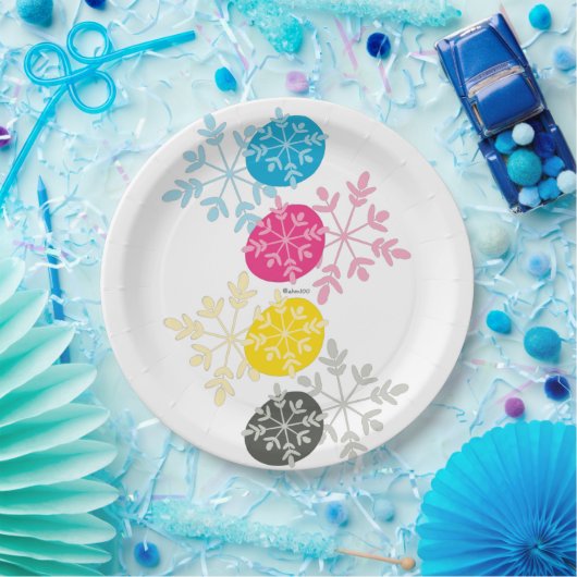 CMYK Snowflakes Pappteller (Party)