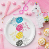 CMYK Snowflakes Pappteller (Party)