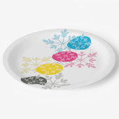 CMYK Snowflakes Pappteller (Schrägansicht)