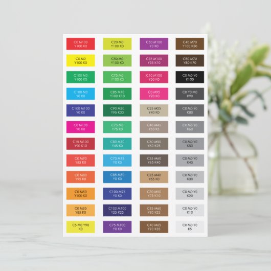 CMYK- und Hex-Code-Farbbeispiele (Stehend Vorderseite)