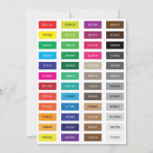 CMYK- und Hex-Code-Farbenbeispiele (Rückseite)